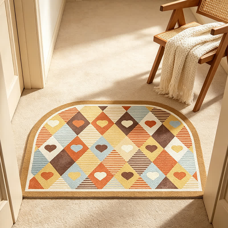 Ownkoti Retro Geometric Heart Arch Entryway Rug - image 1