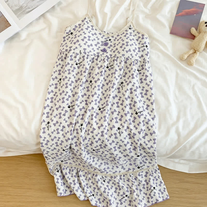 Ownkoti Purple Bow Sleeveless Ruffle Nightgown - image 8