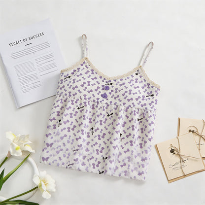 Ownkoti Purple Bow Sleeveless Ruffle Nightgown - image 1