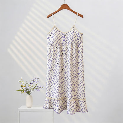 Ownkoti Purple Bow Sleeveless Ruffle Nightgown - image 3