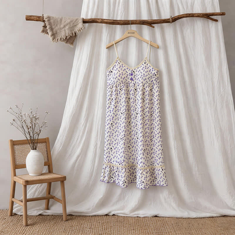Ownkoti Purple Bow Sleeveless Ruffle Nightgown - image 5