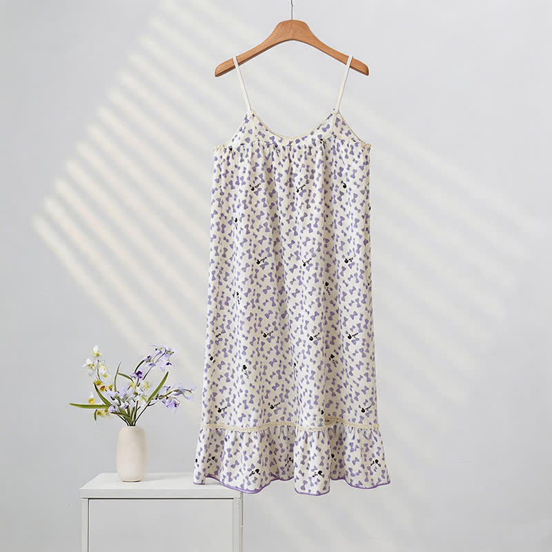 Ownkoti Purple Bow Sleeveless Ruffle Nightgown - image 4
