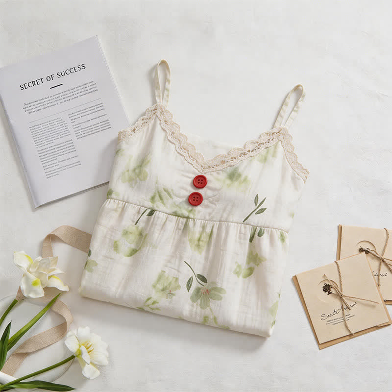 Ownkoti Botanical Floral Ruffle Sleeveless Loungewear Dress - image 1