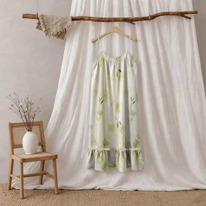 Ownkoti Botanical Floral Ruffle Sleeveless Loungewear Dress - image 6