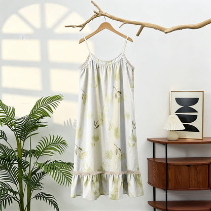 Ownkoti Botanical Floral Ruffle Sleeveless Loungewear Dress - image 4