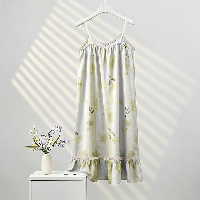 Ownkoti Botanical Floral Ruffle Sleeveless Loungewear Dress - image 2