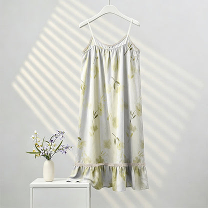 Ownkoti Botanical Floral Ruffle Sleeveless Loungewear Dress - image 2