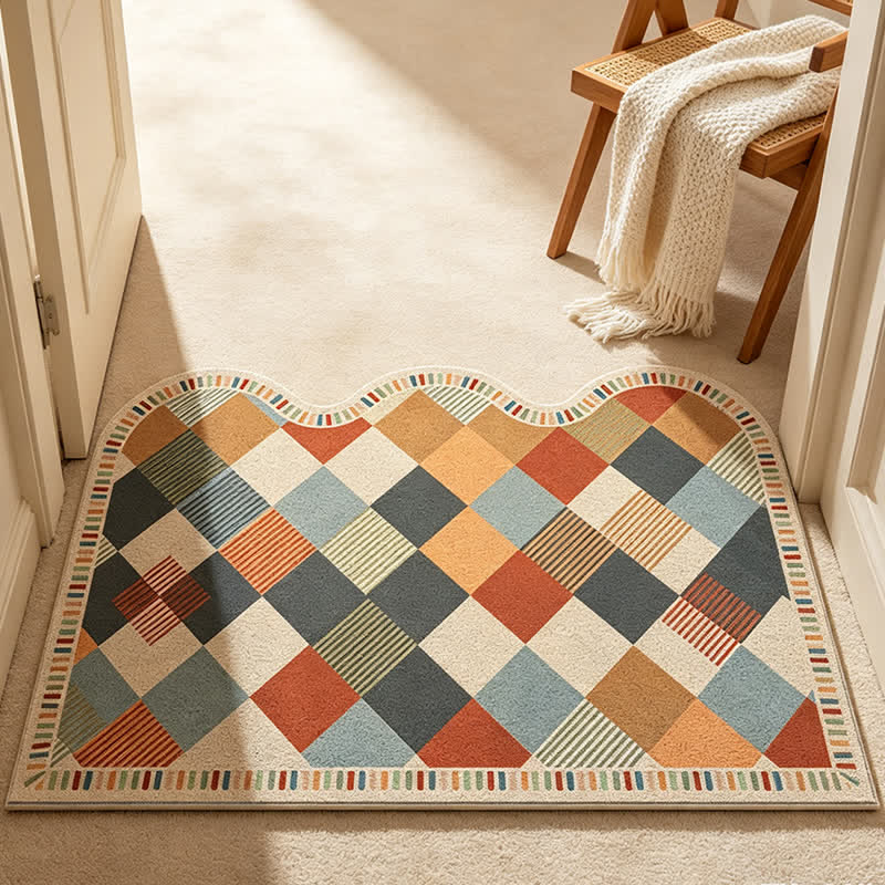 Ownkoti Retro Patchwork Wave Edge Rug - image 1