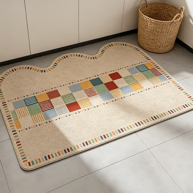 Ownkoti Retro Colorblock Wave Edge Rug - image 3