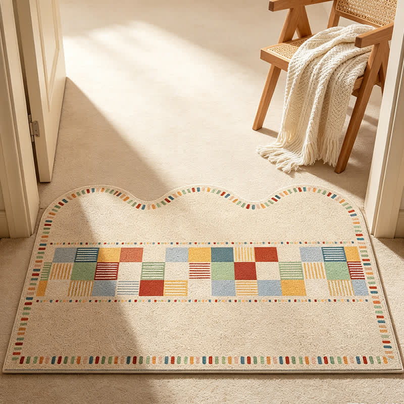 Ownkoti Retro Colorblock Wave Edge Rug - image 1