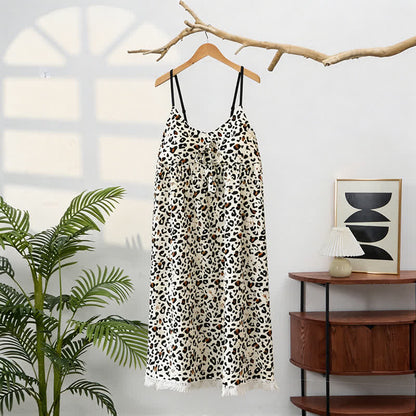 Ownkoti Leopard Print Tassel Women's Nightgown - image 3