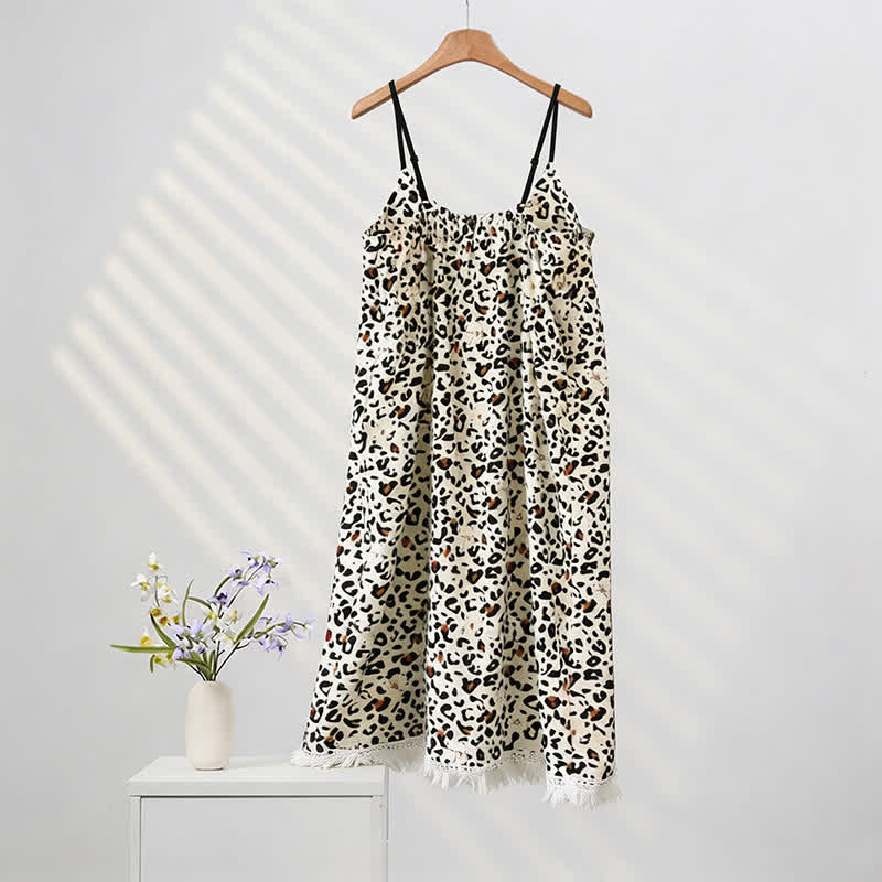 Ownkoti Leopard Print Tassel Women's Nightgown - image 2