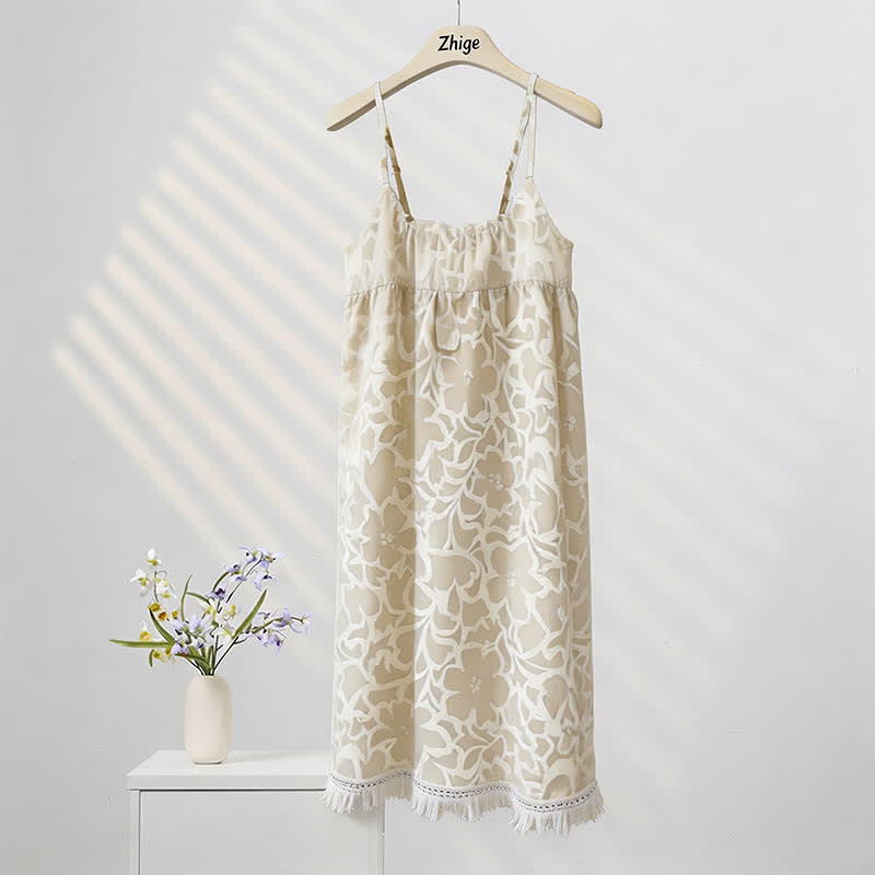 Ownkoti Cream Floral Tassel Women's Nightgown - image 2