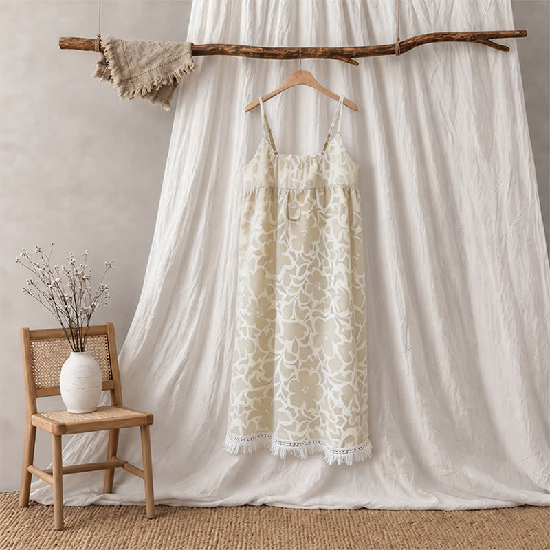 Ownkoti Cream Floral Tassel Women's Nightgown - image 6