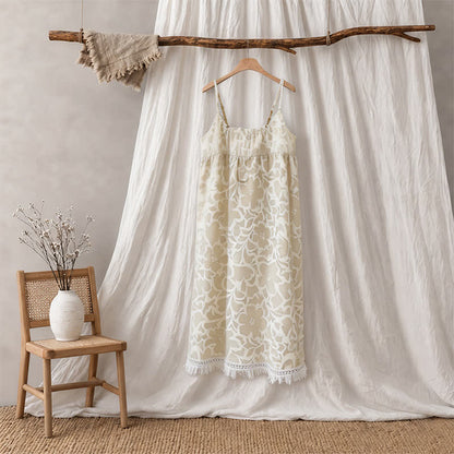 Ownkoti Cream Floral Tassel Women's Nightgown - image 6