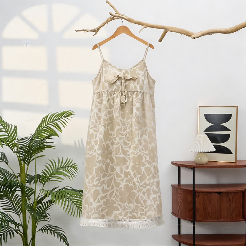Ownkoti Cream Floral Tassel Women's Nightgown - image 3