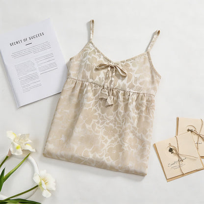 Ownkoti Cream Floral Tassel Women's Nightgown - image 1