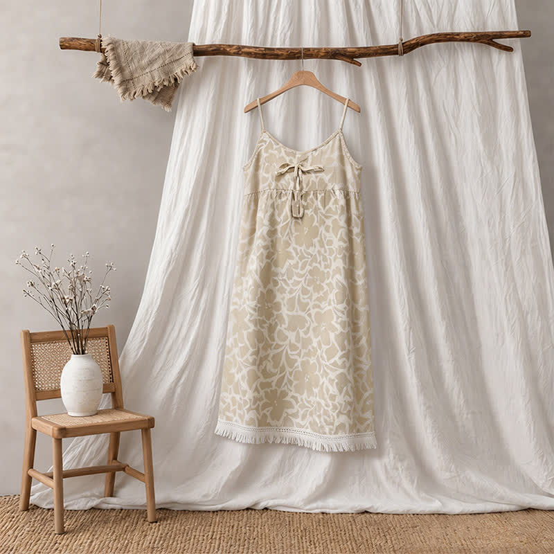 Ownkoti Cream Floral Tassel Women's Nightgown - image 5