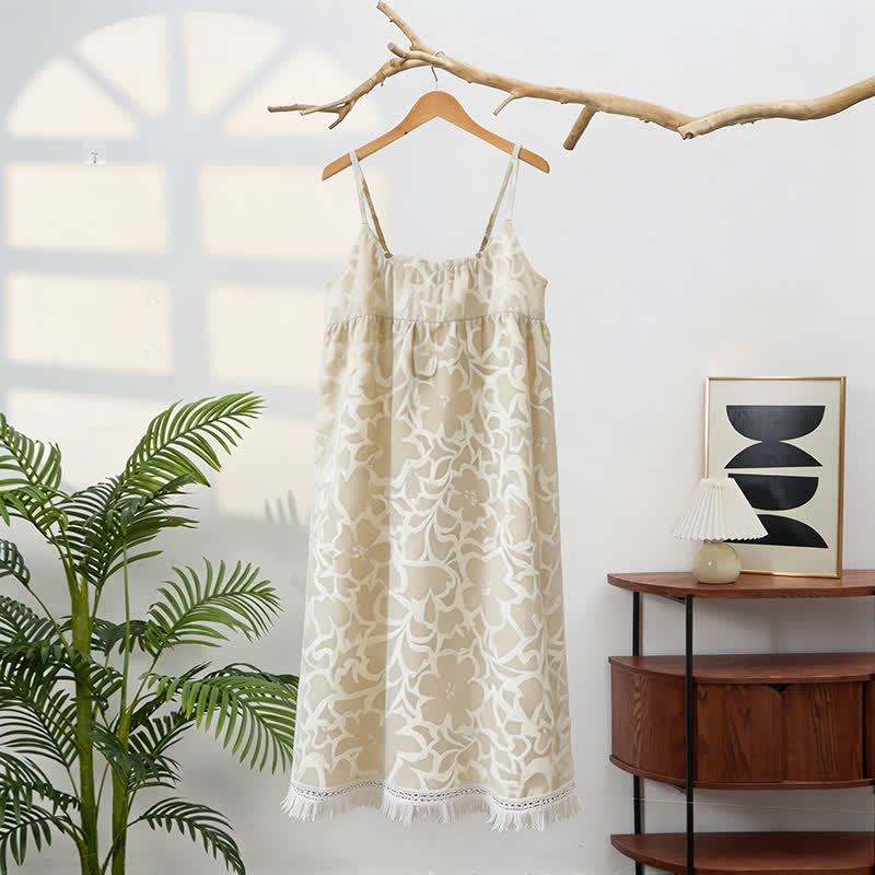 Ownkoti Cream Floral Tassel Women's Nightgown - image 4