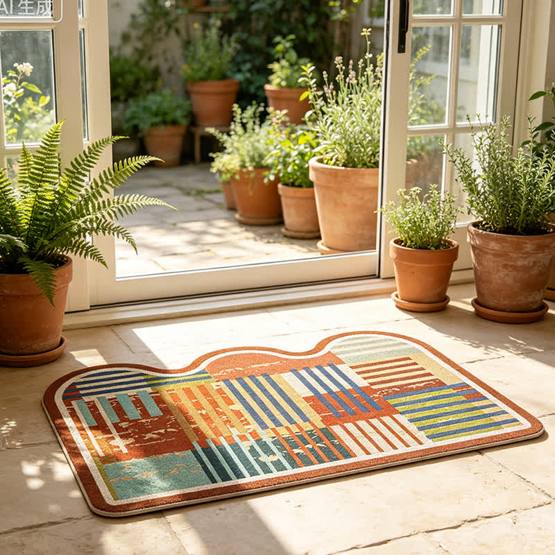 Ownkoti Retro Patchwork Wave Edge Rug - image 2