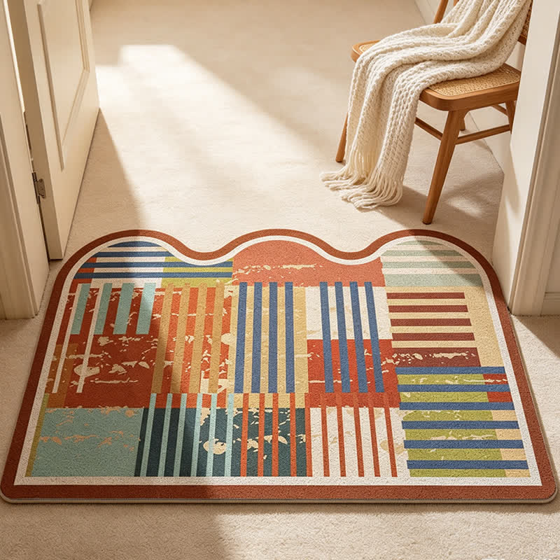 Ownkoti Retro Patchwork Wave Edge Rug - image 1