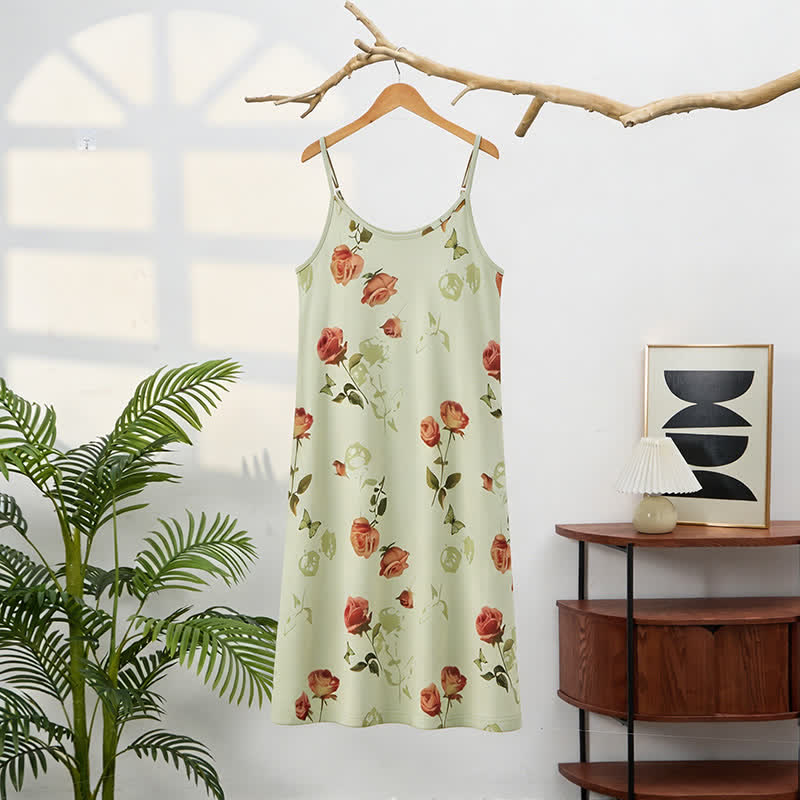 Ownkoti Elegant Rose Sleeveless Women's Nightdress - Green - XL - image 0