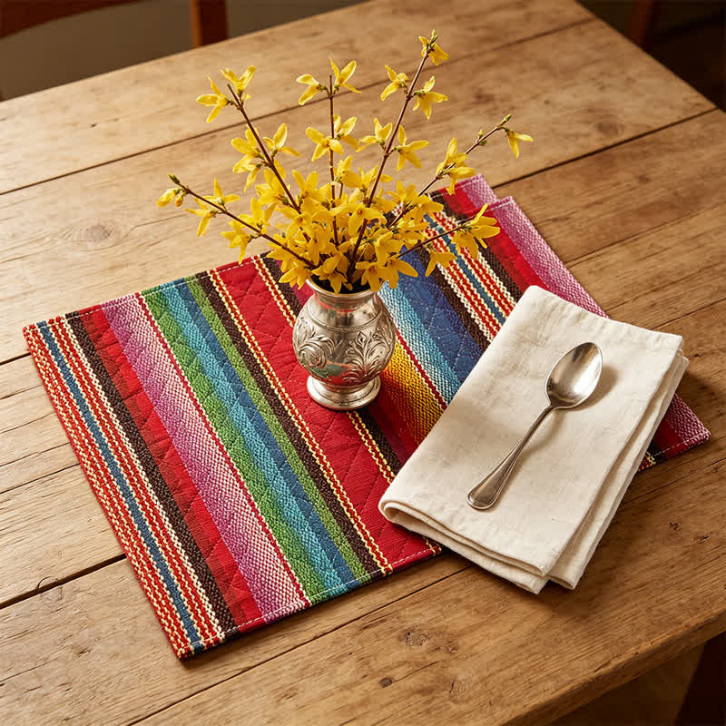 Ownkoti Nordic Multicolor Stripe Linen Placemats - image 2