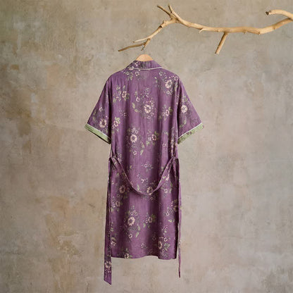 Ownkoti Cotton Vintage Purple Floral Kimono Robe - image 2