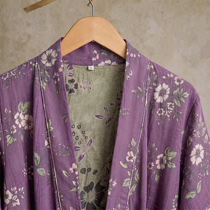 Ownkoti Cotton Vintage Purple Floral Kimono Robe - image 4