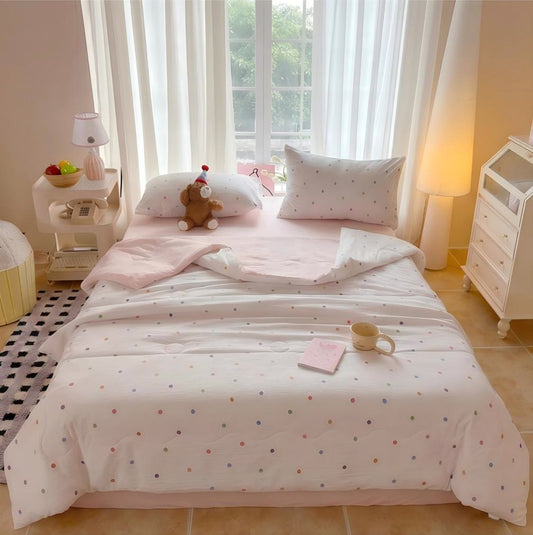 Ownkoti Rainbow Polka Dot Washed Cotton Bedding Set - Colorful - Queen - Bedding Set - image 0