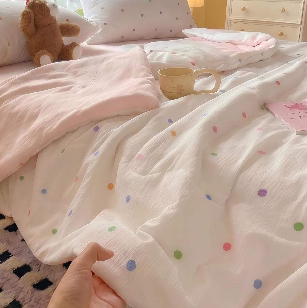 Ownkoti Rainbow Polka Dot Washed Cotton Bedding Set - image 1