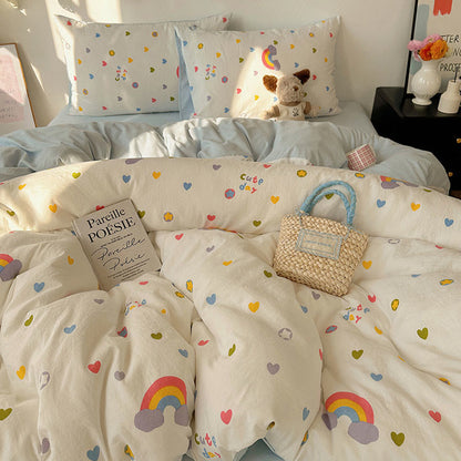 Ownkoti Rainbow Hearts Soft Touch Bedding Set - Colorful - Queen - Bedding Set - image 0