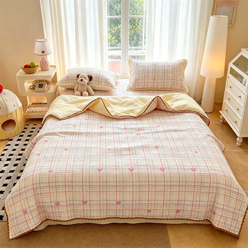 Ownkoti Sweetheart Beige Quilted Polyester Bedding Set - Colorful - 19" x 29" - Pillowcases - image 0