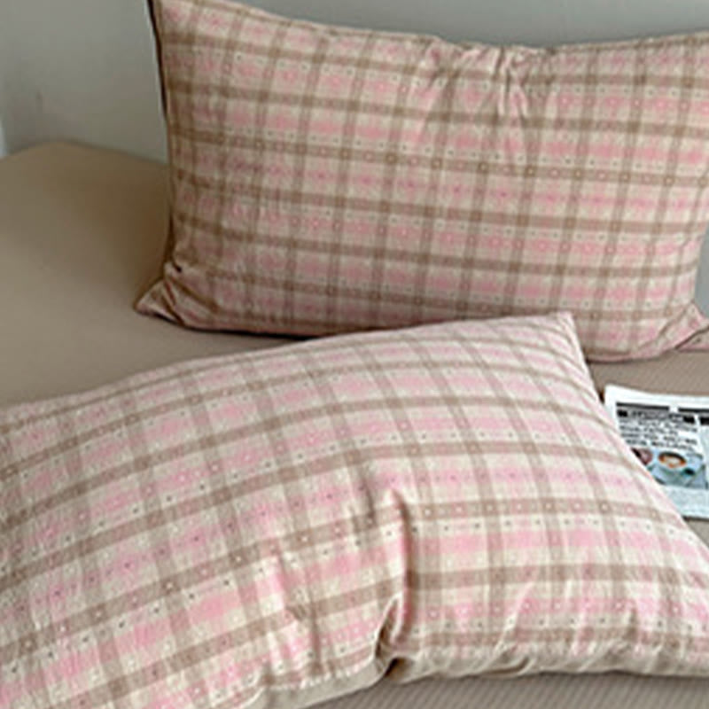 Ownkoti Soft Pink Gingham Cotton Bedding Set - image 3