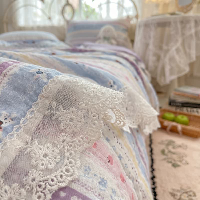 Ownkoti Pastel Lace Trim Cotton Bedding Set  - image 3