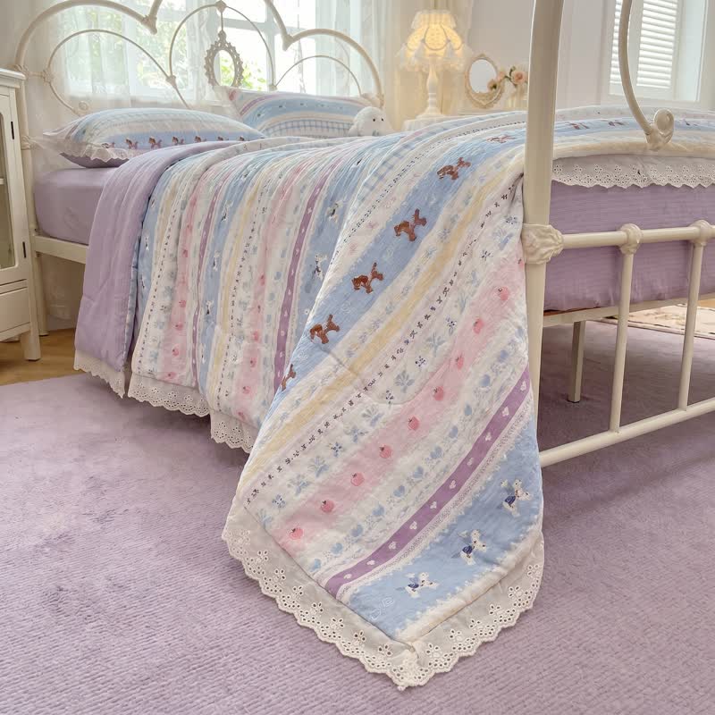 Ownkoti Pastel Lace Trim Cotton Bedding Set  - image 2