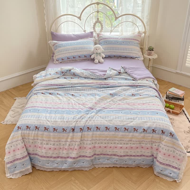 Ownkoti Pastel Lace Trim Cotton Bedding Set  - image 0