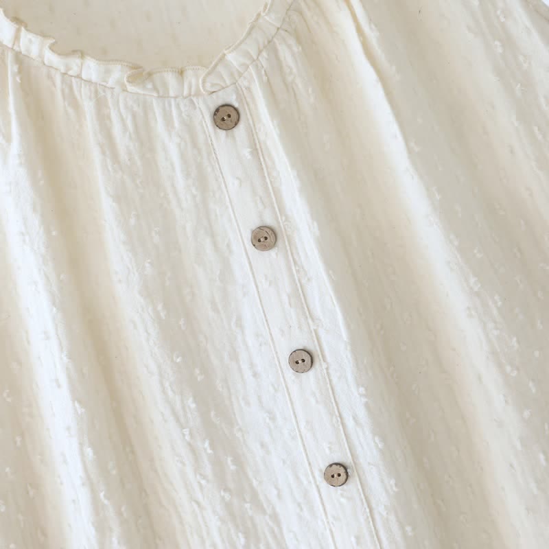 Ownkoti White Cotton Textured Sleeveless Lounge Dress - image 6