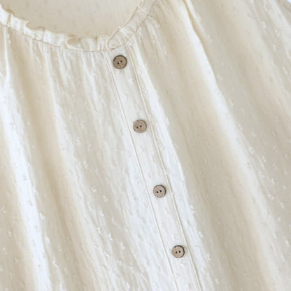 Ownkoti White Cotton Textured Sleeveless Lounge Dress - image 6