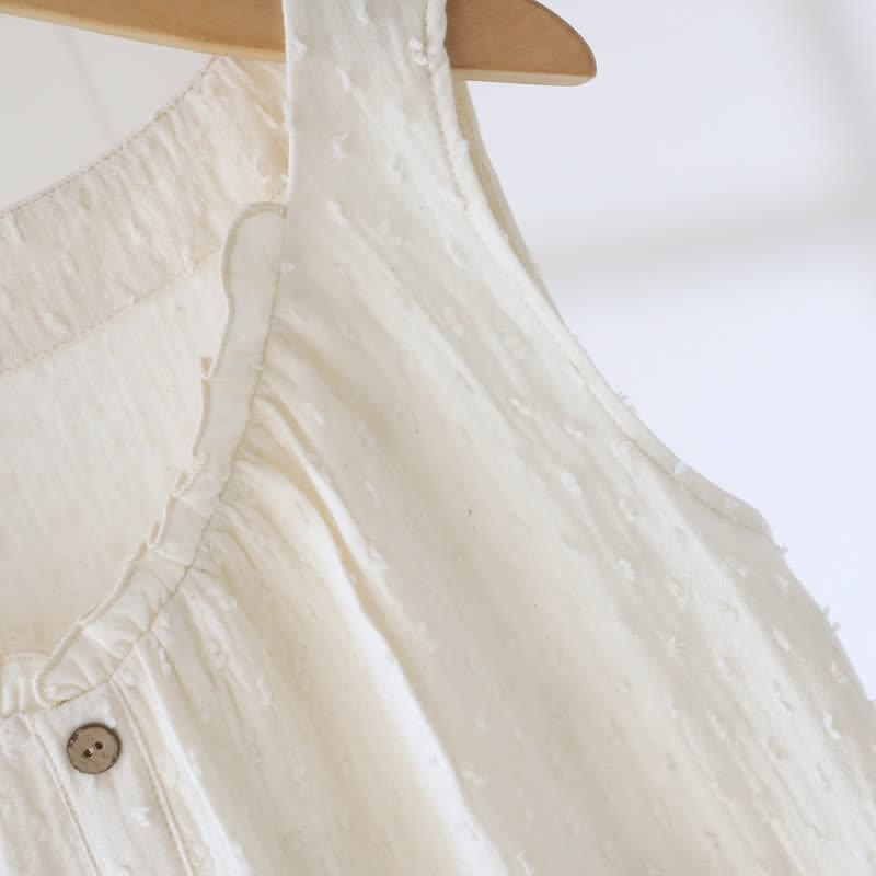 Ownkoti White Cotton Textured Sleeveless Lounge Dress - image 8