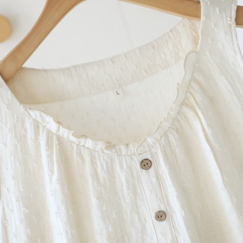 Ownkoti White Cotton Textured Sleeveless Lounge Dress - image 7