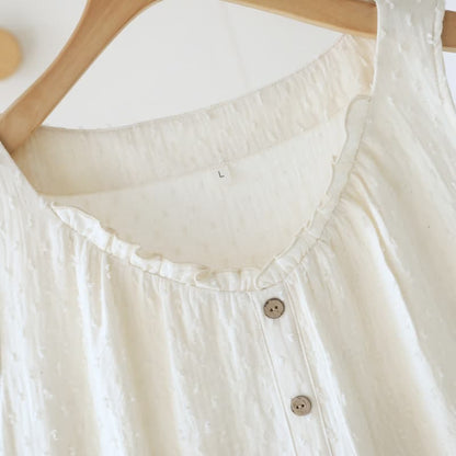 Ownkoti White Cotton Textured Sleeveless Lounge Dress - image 7