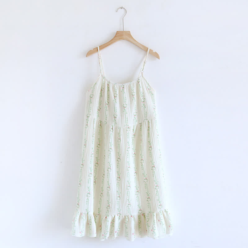 Ownkoti Fresh Floral Leaf Cotton Ruffle Nightgown - image 3