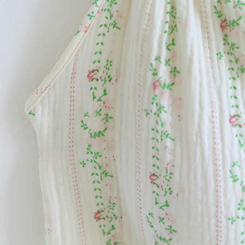 Ownkoti Fresh Floral Leaf Cotton Ruffle Nightgown - image 11