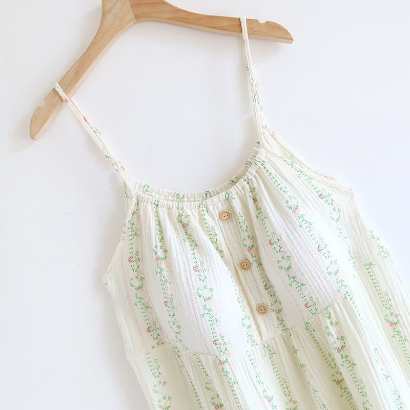 Ownkoti Fresh Floral Leaf Cotton Ruffle Nightgown - image 4