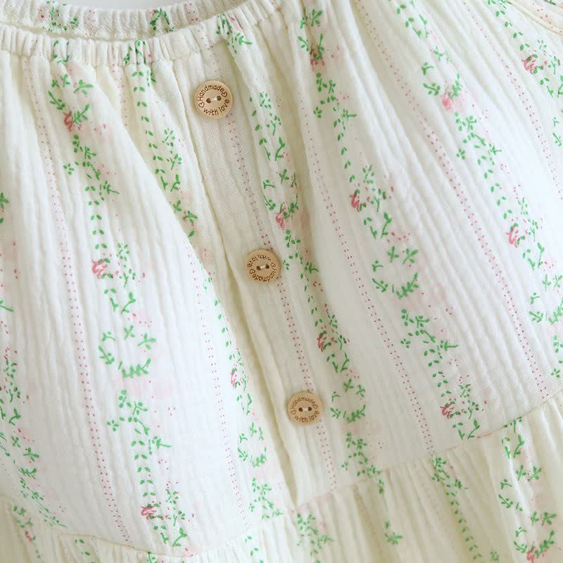 Ownkoti Fresh Floral Leaf Cotton Ruffle Nightgown - image 5