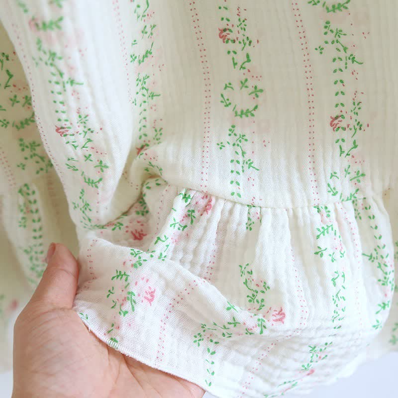 Ownkoti Fresh Floral Leaf Cotton Ruffle Nightgown - image 9