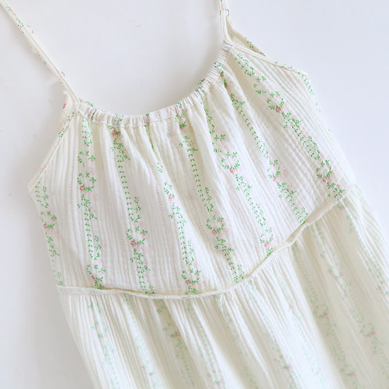 Ownkoti Fresh Floral Leaf Cotton Ruffle Nightgown - image 7