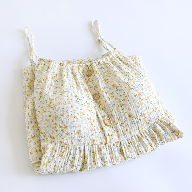 Ownkoti Floral & Leaf Cotton Ruffle Lounge Dress - image 1