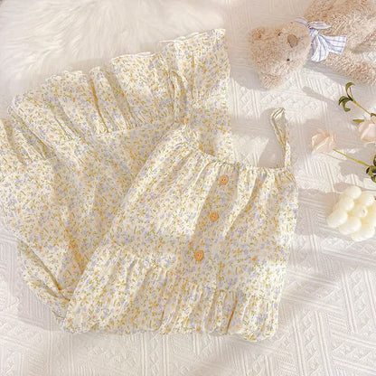 Ownkoti Floral & Leaf Cotton Ruffle Lounge Dress - image 3